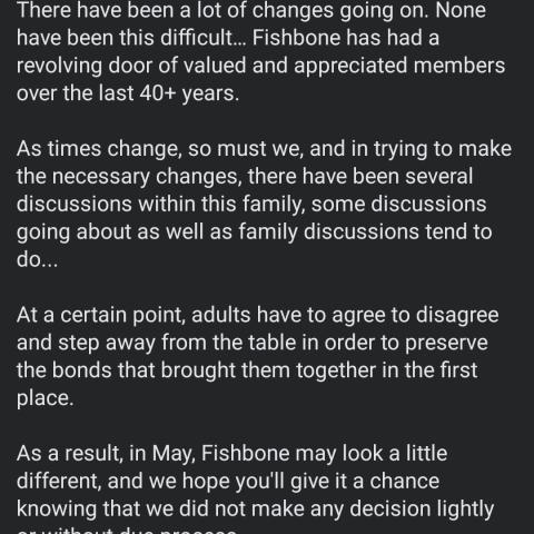 Fishbone lineup change announcement 